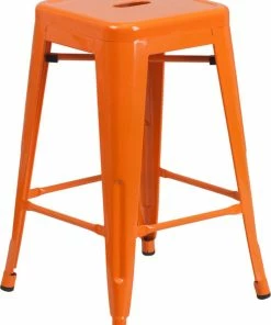 Cheapest ✨ Flash Furniture 24" High Backless Orange Metal Indoor-Outdoor Counter H Stool 🎉