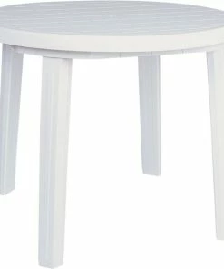 Buy ❤️ Atlin Designs Modern 36" Round Resin Patio Dining Table In White 🧨