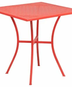 Promo ✔️ Flash Furniture 28" Steel Patio Table, Coral 🌟
