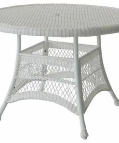 Promo 🔔 Jeco Inc. Jeco Wicker 44" Round Dining Table In White 🌟