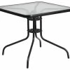 Best Sale 🧨 Flash Furniture 31.5" Square Glass Top Patio Dining Table In Black 👏