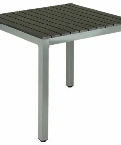 Outlet ⭐ Cortesi Home Jaxon Aluminum Outdoor Table, Poly Wood, Silver/Slate Gray ❤️