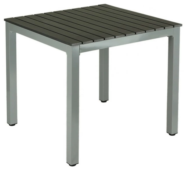 Outlet ⭐ Cortesi Home Jaxon Aluminum Outdoor Table, Poly Wood, Silver/Slate Gray ❤️