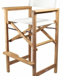 Coupon 👍 SeaTeak Teak Captain's Chair, White Seat Cover 🎉