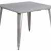 Best Sale 🧨 Flash Furniture 35.5'' Square Silver Metal Indoor-Outdoor Table 💯